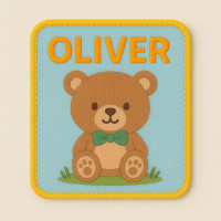 Embroidery patch BEAR YOUR TEXT 8cm 