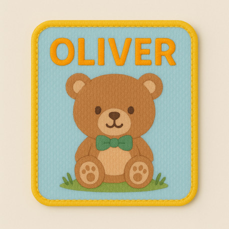 Embroidery patch BEAR YOUR TEXT 8cm 