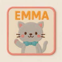 Embroidery patch CAT YOUR TEXT 8cm 