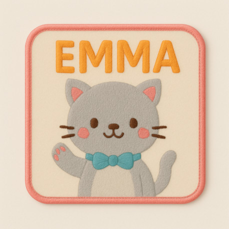 Embroidery patch CAT YOUR TEXT 8cm 