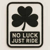 Parche bordado NO LUCK JUST RIDE 5cm x 7cm