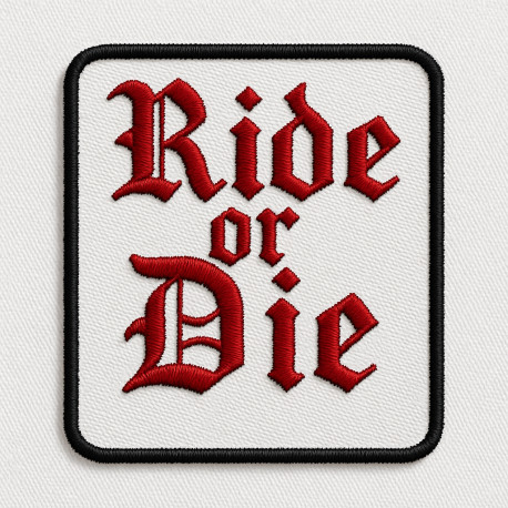 Parche bordado NO LUCK JUST RIDE 5cm x 7cm