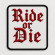Parche bordado RIDE OR DIE 5cm x 7cm