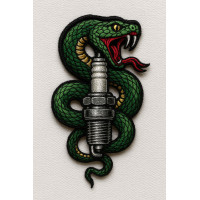Parche bordado SERPIENTE BUJIA 12,5cm x 25cm