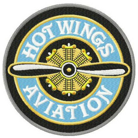 Parche bordado Hot Wings Aviation 10cm