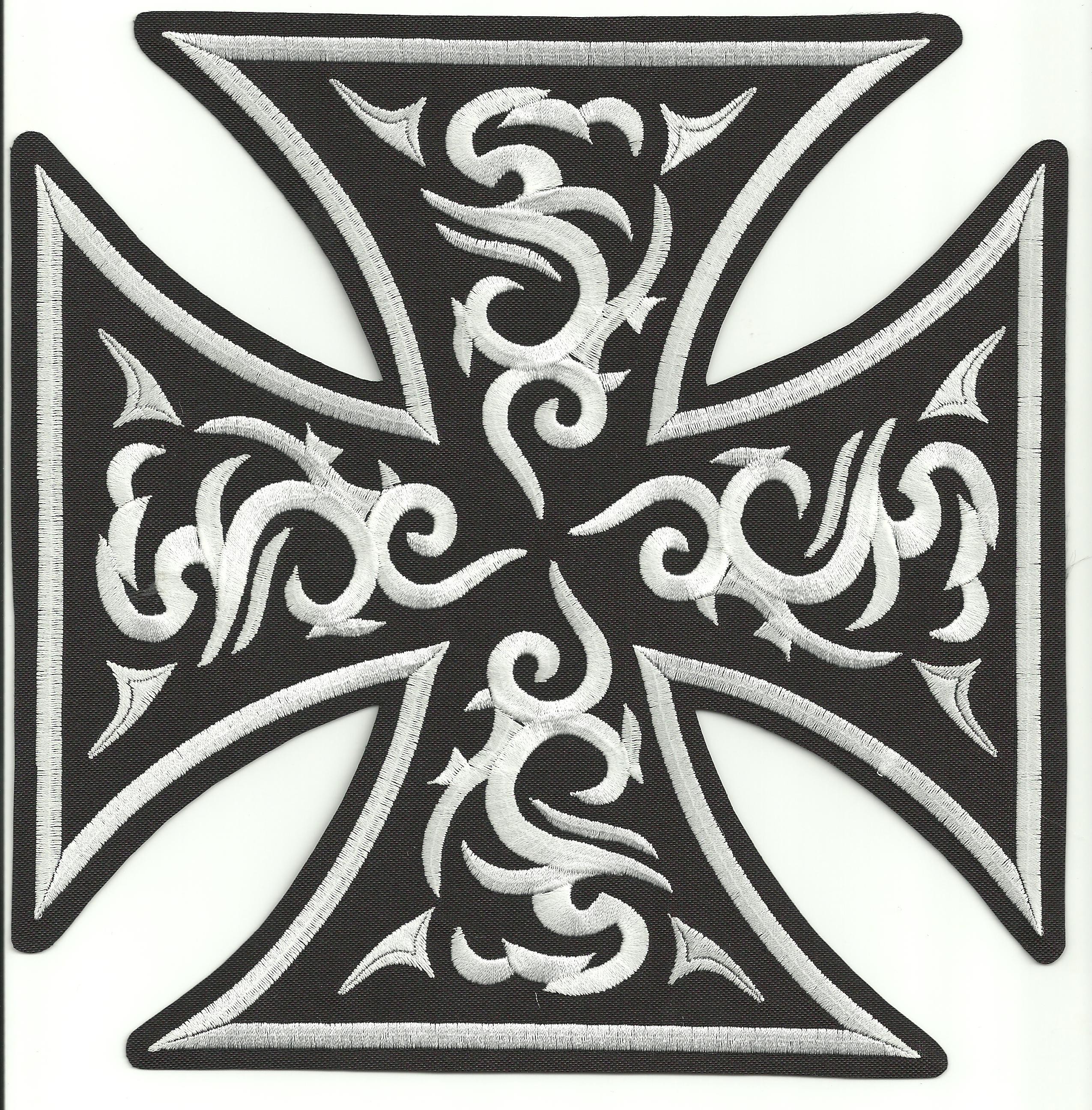 embroidery patch MALTESE CROSS TATTOO BLACK 8cm - Los Parches