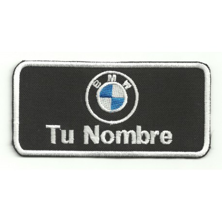 Parche bordado BMW CON TU NOMBRE 10cm X 5cm